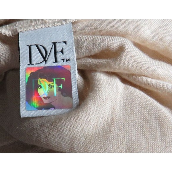 Diane Von Furstenberg Silk Blouse Cream Gold Pink Floral Drawstring, Size 12 - Picture 4 of 13